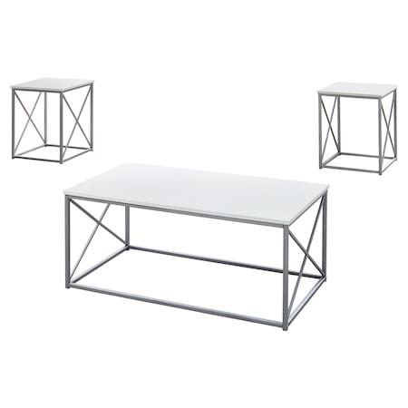 Monarch Specialties Dining Table - 36"X 60" / White Glossy / White Metal I 7951P